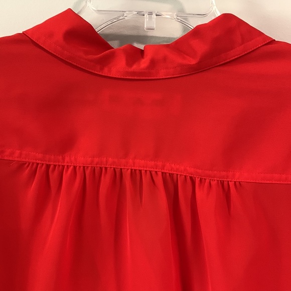 Chaus - vintage, red polyester blouse, 14 - Picture 7 of 8